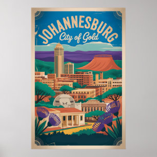 Johannesburg South Africa Retro Travel Poster