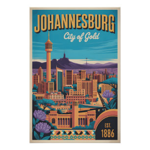 Johannesburg South Africa Retro Travel Poster