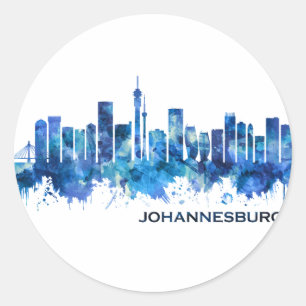Johannesburg South Africa Skyline Blue Classic Round Sticker