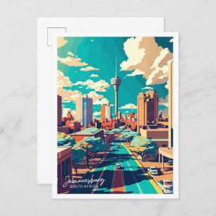 Johannesburg South Africa travel illustration Postcard