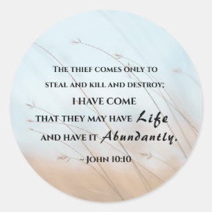 John 10:10 I have come that they may have life Classic Round Sticker