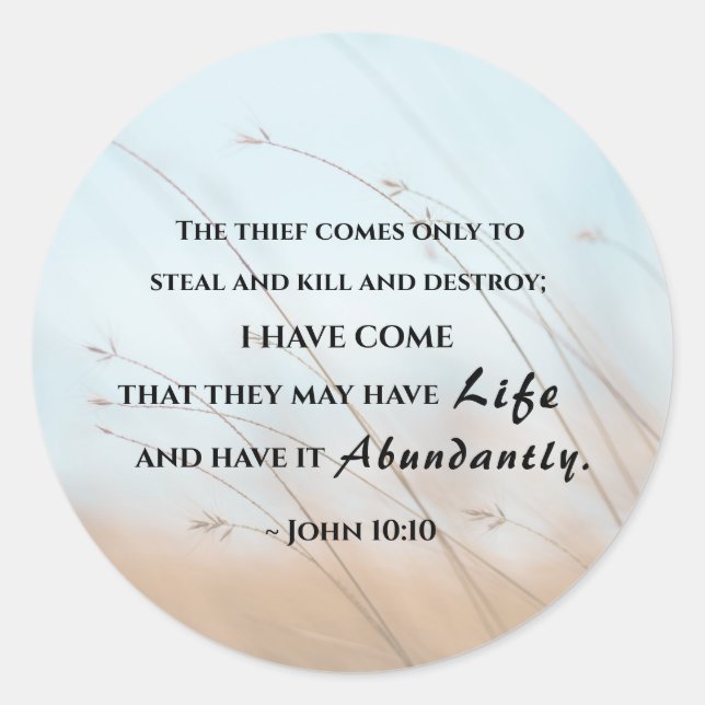 John 10:10 I have come that they may have life Classic Round Sticker (Front)