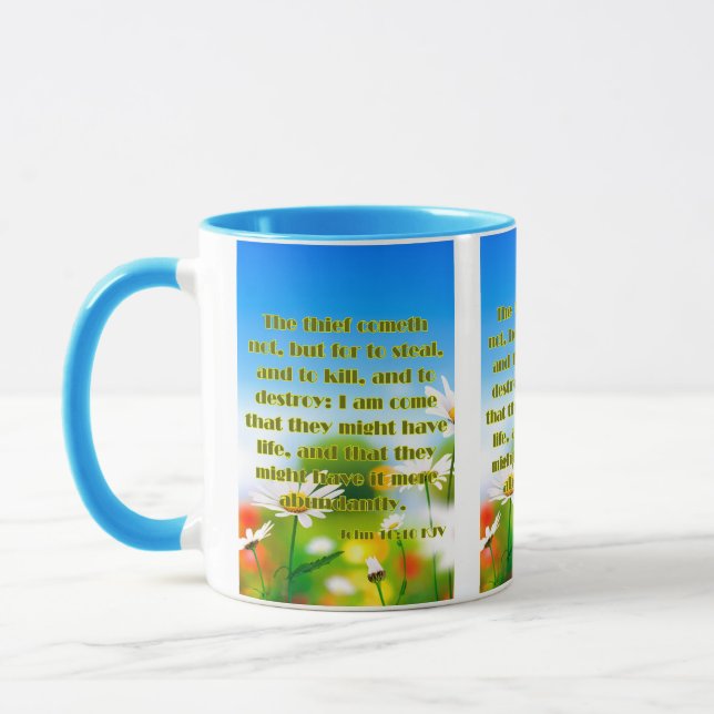 John 10:10 KJV Bible Scripture Pic Two-Tone Mug (Left)