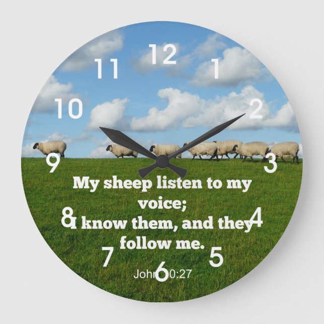 John 10:27 My sheep Large Clock (Front)