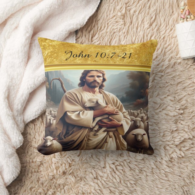 John 10:7 Compassionate Shepherd Image Cushion (Blanket)