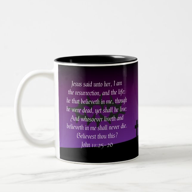 John 11:25-26 Bible Verse Coffee Mug (Left)