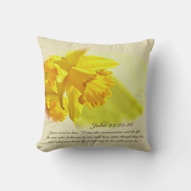 John 11:25 I am the resurrection and life, Easter Cushion (Front)