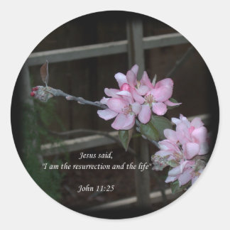 John 11:25 ~ Resurrection and the Life Classic Round Sticker