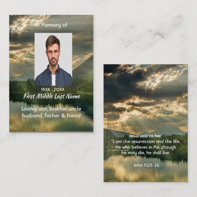 John 11: 25, Scripture Celebration of Life Service Business Card (Front/Back)