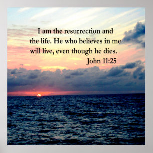JOHN 11:25 SUNRISE OVER THE OCEAN PHOTO POSTER