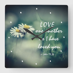 John 13:34 Love one another as I have loved you Square Wall Clock
