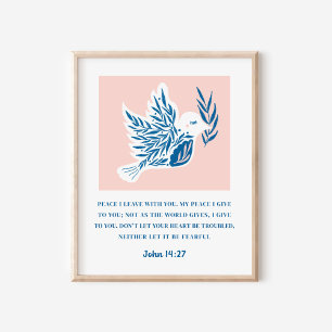 John 14:27 Bible Verse Christian Art Poster