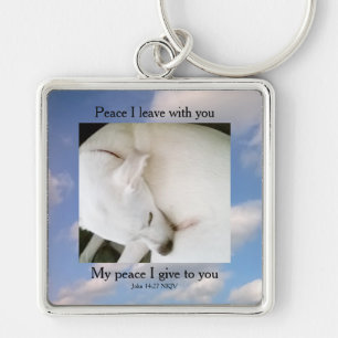 John 14:27 My Peace I Give You Verse Dog In Clouds Key Ring