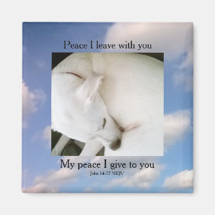 John 14:27 My Peace I Give You Verse Dog In Clouds Magnet