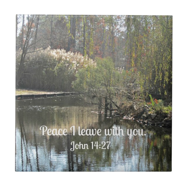 John 14:27 Peace I leave with you. Ceramic Tile (Front)