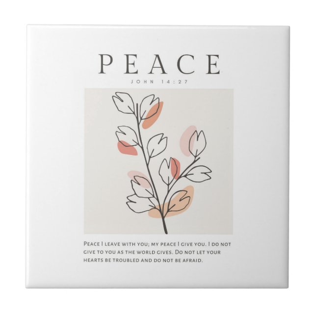 John 14:27 Peace I leave with you Ceramic Tile (Front)