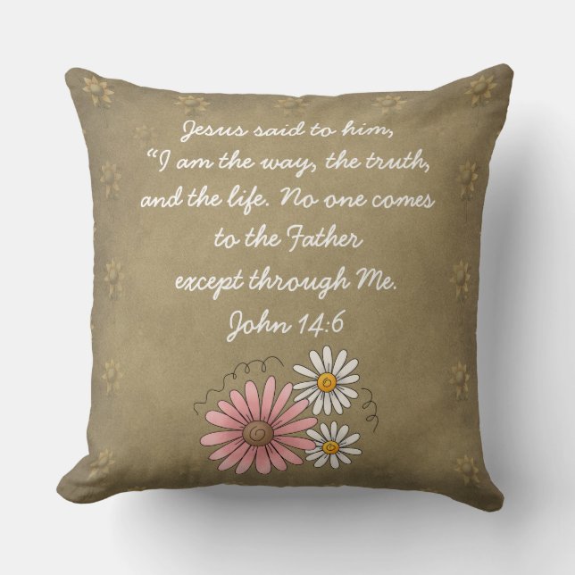 John 14:6 Bible Verse Custom Christian Gift Cushion (Front)