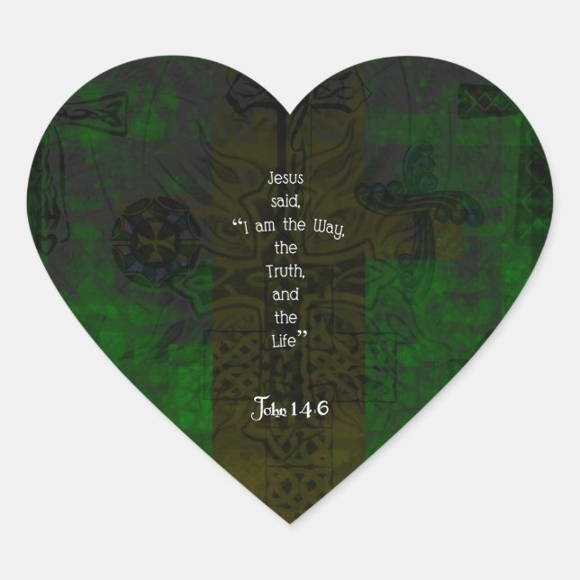 John 14:6 Bible Verse Inspirational Path Quote Heart Sticker (Front)