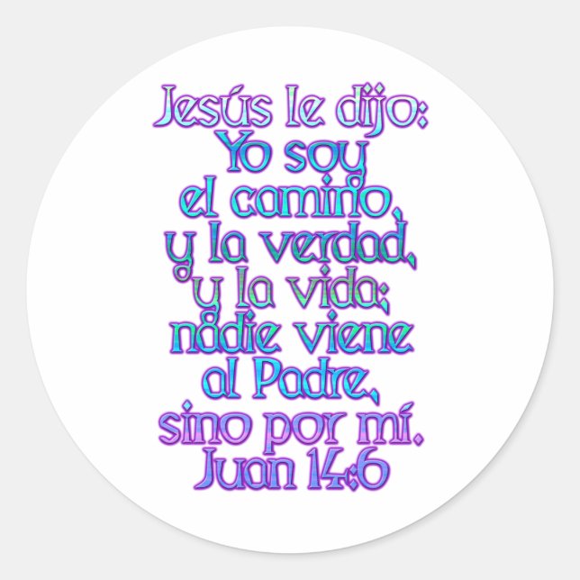 John 14:6 Spanish Classic Round Sticker (Front)