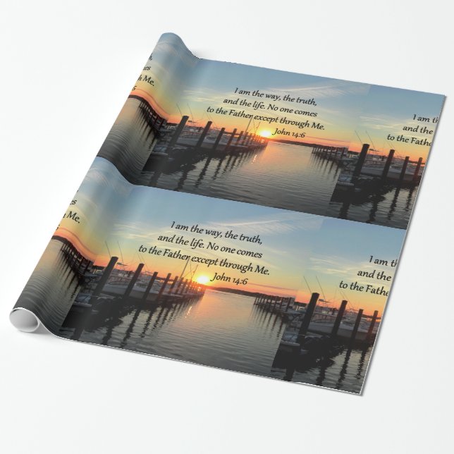 JOHN 14:6 SUNSET PHOTO DESIGN WRAPPING PAPER (Unrolled)