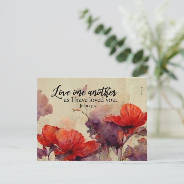 John 15:12 Love One Another Bible Verse Christian Postcard (Standing Front)
