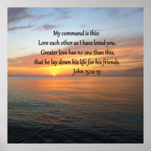 JOHN 15:12 SUNRISE OVER THE OCEAN POSTER