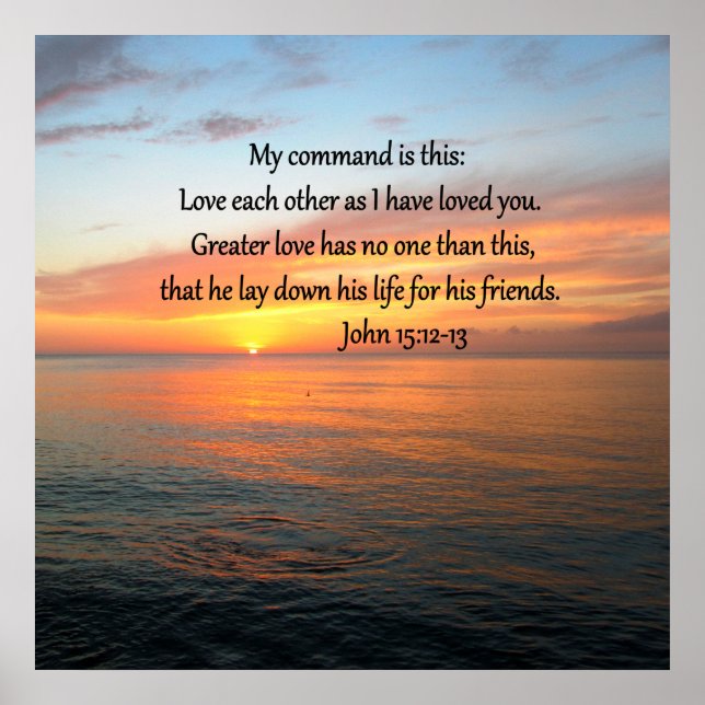 JOHN 15:12 SUNRISE OVER THE OCEAN POSTER (Front)
