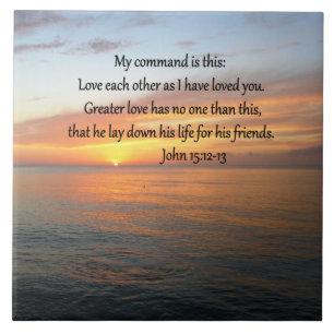 JOHN 15:12 SUNRISE OVER THE OCEAN TILE