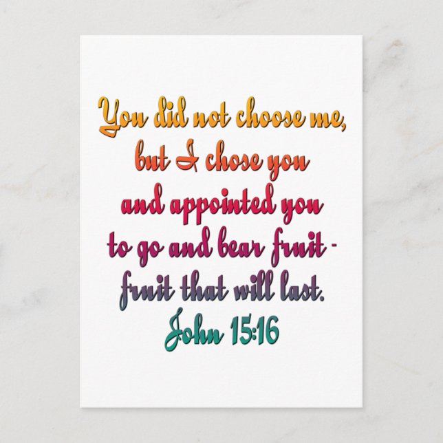 John 15:16 postcard (Front)