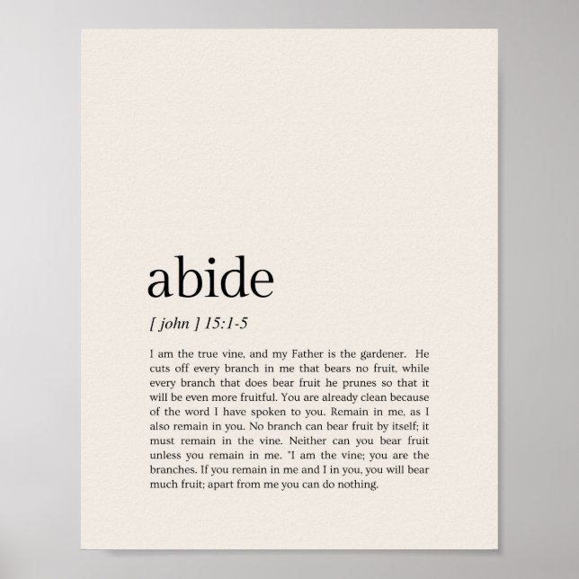 John 15:1-5 I'm the True Vine, Abide In Me Poster (Front)