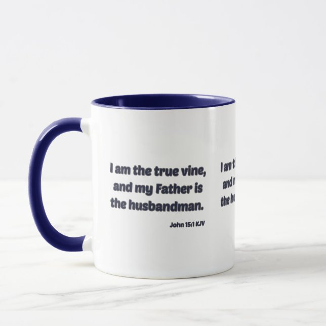 John 15:1 KJV Bible Verse Two-Tone Mug (Left)