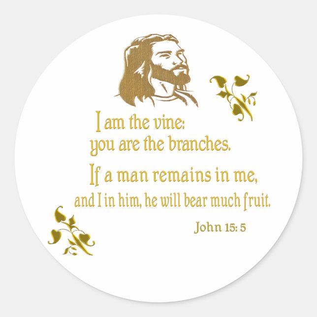 John 15:5  classic round sticker (Front)