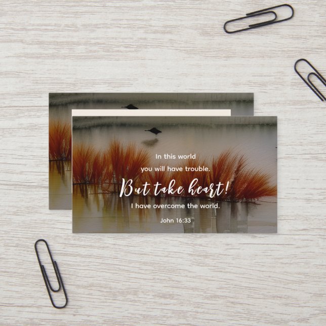 John 16:33 I have Overcome Bible Verse Christian Business Card (Front/Back In Situ)