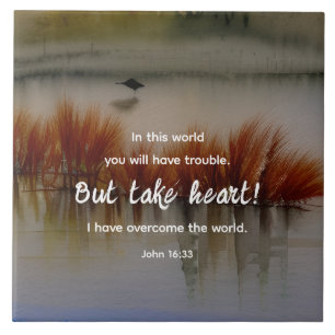 John 16:33 I have Overcome Bible Verse Christian Ceramic Tile