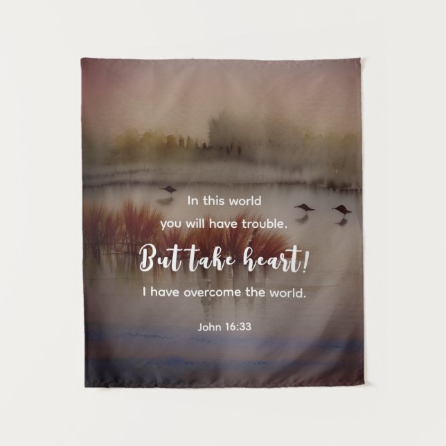 John 16:33 I have Overcome Bible Verse Christian  Tapestry (Front)