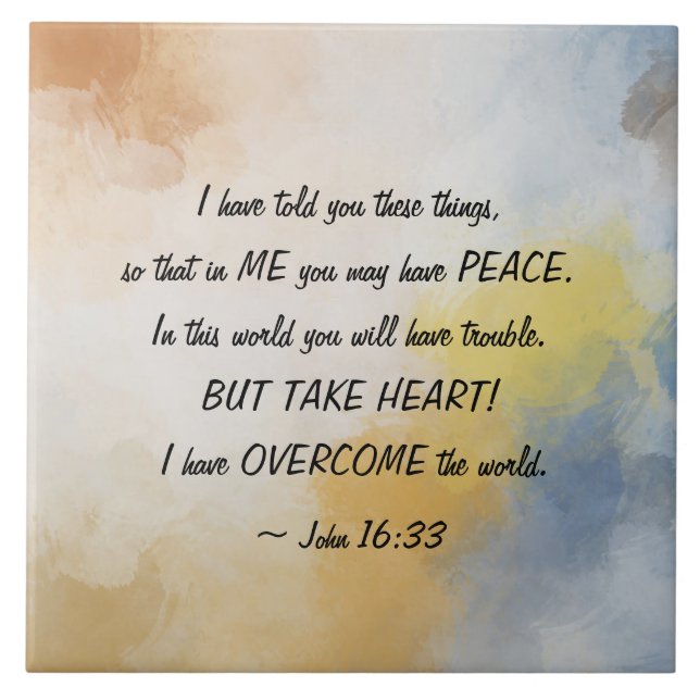 John 16:33 I Have OVERCOME the World! Ceramic Tile (Front)