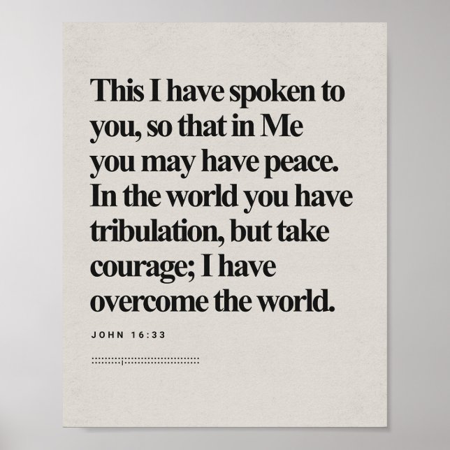 John 16:33 - Jesus Peace and Victory Bible Poster (Front)