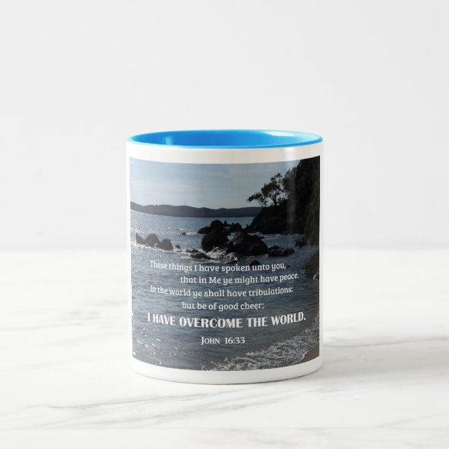 John 16:33 These things I have spoken unto you Two-Tone Coffee Mug (Center)