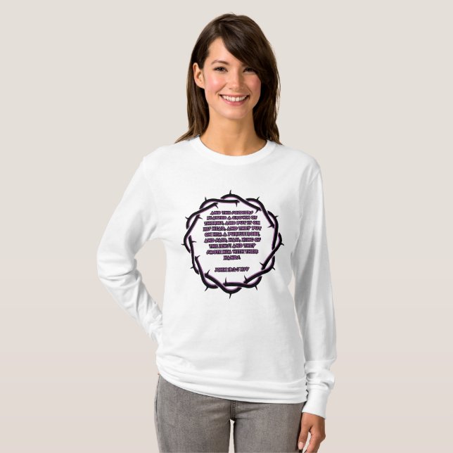 John 19:2-3 KJV Bible Verse Scripture Women's T-Shirt (Front Full)