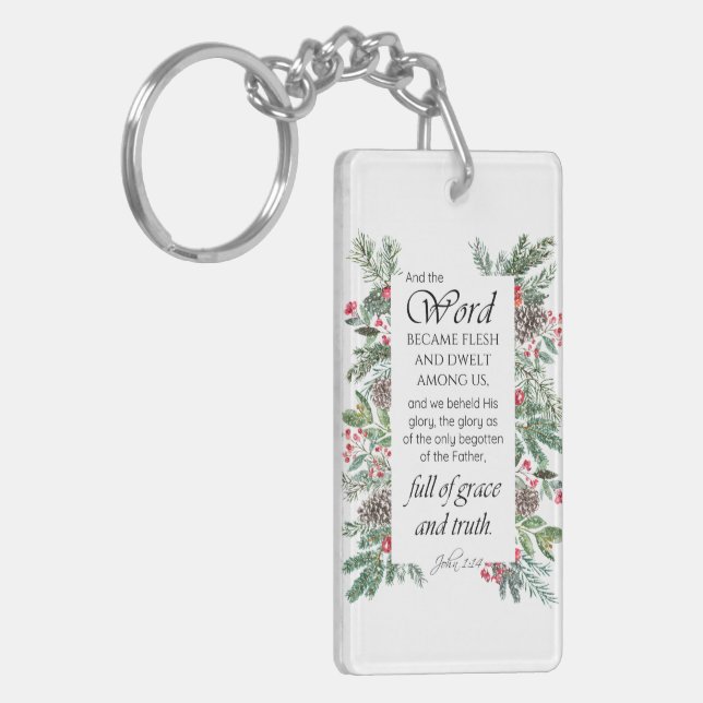 John 1:14 Christmas Bible Verse Key Ring (Front Left)