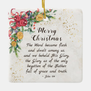 John 1:14 The Word became Flesh, Christmas Ceramic Ornament