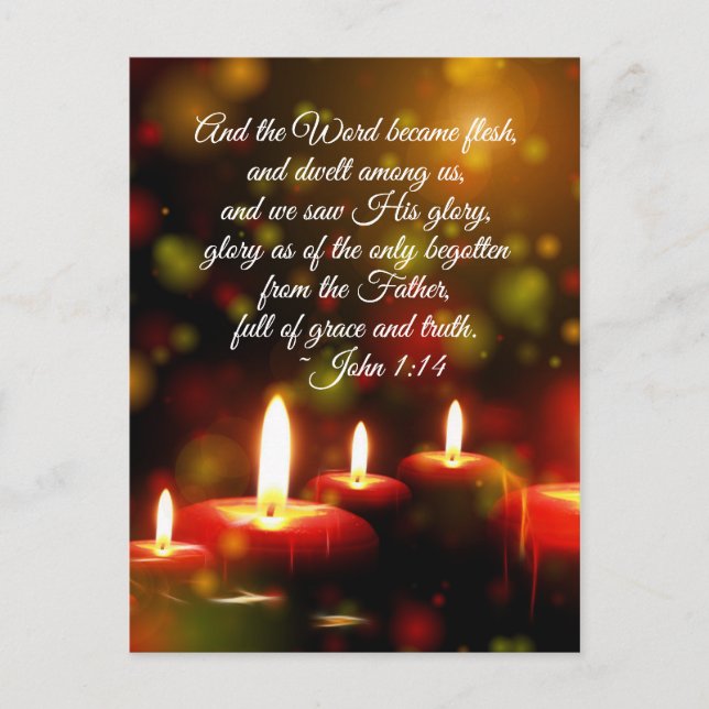 John 1:14 Word Became Flesh Scripture Christmas Holiday Postcard (Front)