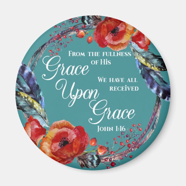 John 1:16 Grace Upon Grace Scripture Magnet (Front)