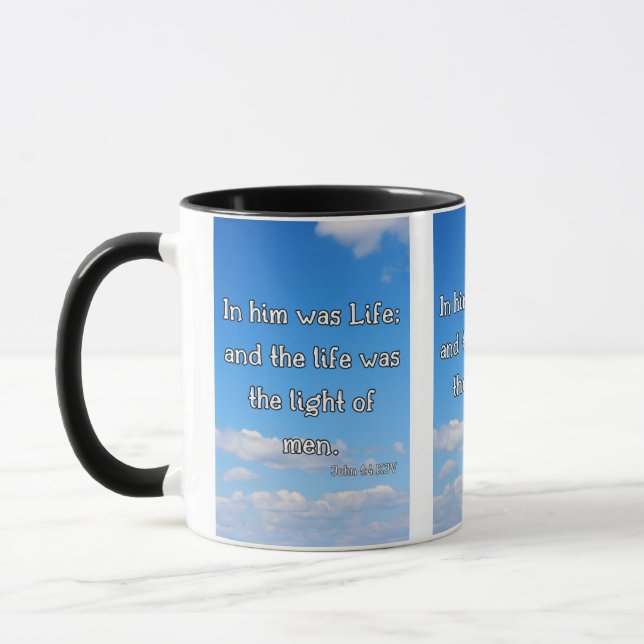 John 1:4 KJV Bible Verse Pic Two-Tone Mug (Left)