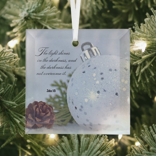 John 1:5 The Light Christmas Glass Ornament (Insitu)