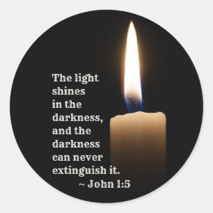John 1:5 The Light Shines in the Darkness Classic Round Sticker