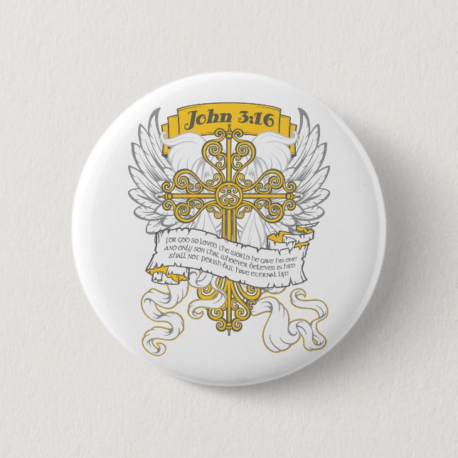 John 3:16 6 cm round badge (Front)