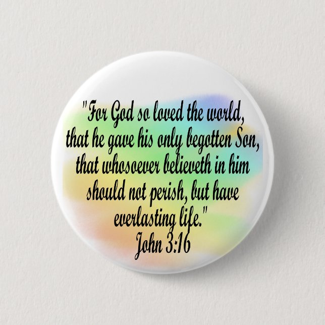 John 3:16 6 cm round badge (Front)