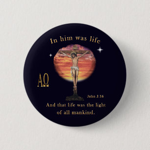 John 3:16 6 cm round badge