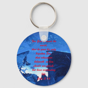 John 3:16 Bible scripture salvation truth Keychain